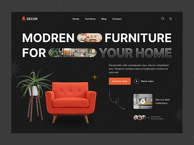 Decor - Furniture Landing Page dark dark theam design figma furniture home home page illustration landing page logo modren plant sofa theam ui ux vector web web page website