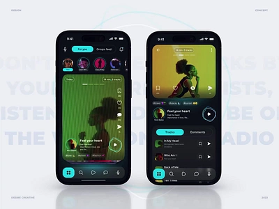 Mobile | Audio app animation app audio branding dashboard design design app desire agency graphic design illustration logo mobile mobile ui motion motion graphics music podcasts radio streaming ui