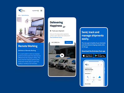 Postal service website – Responsive mobile screens: homepage design post website ui ux