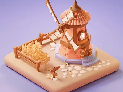 Windmill - Blender 3D 3d 3d illustration animation isometric windmill