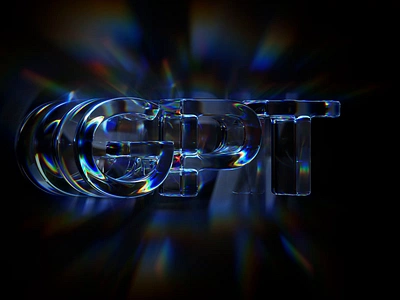 GPT glass typeface 3d ai animation art artist branding c4d cgi generative glass gpt illustration light motion openai procedural reflection transperent typeface ui