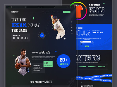 SPORTZY | Sports ICO Landing Page basketball blue bold typography cricket fantacy green ico interactive landing page sport sports typography ui vibrant colors web website design