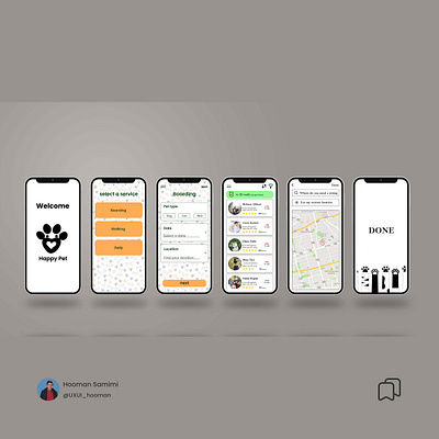 Happy Pet app bird boarding branding cat daily design dog figma graphic design logo mobilapp pet photoshop service typography ui unsplush ux walking