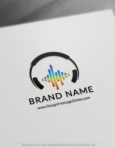 Creative Music Logo Design with Sound Waves and Headphones dj logo headphones logo maker music logo sound