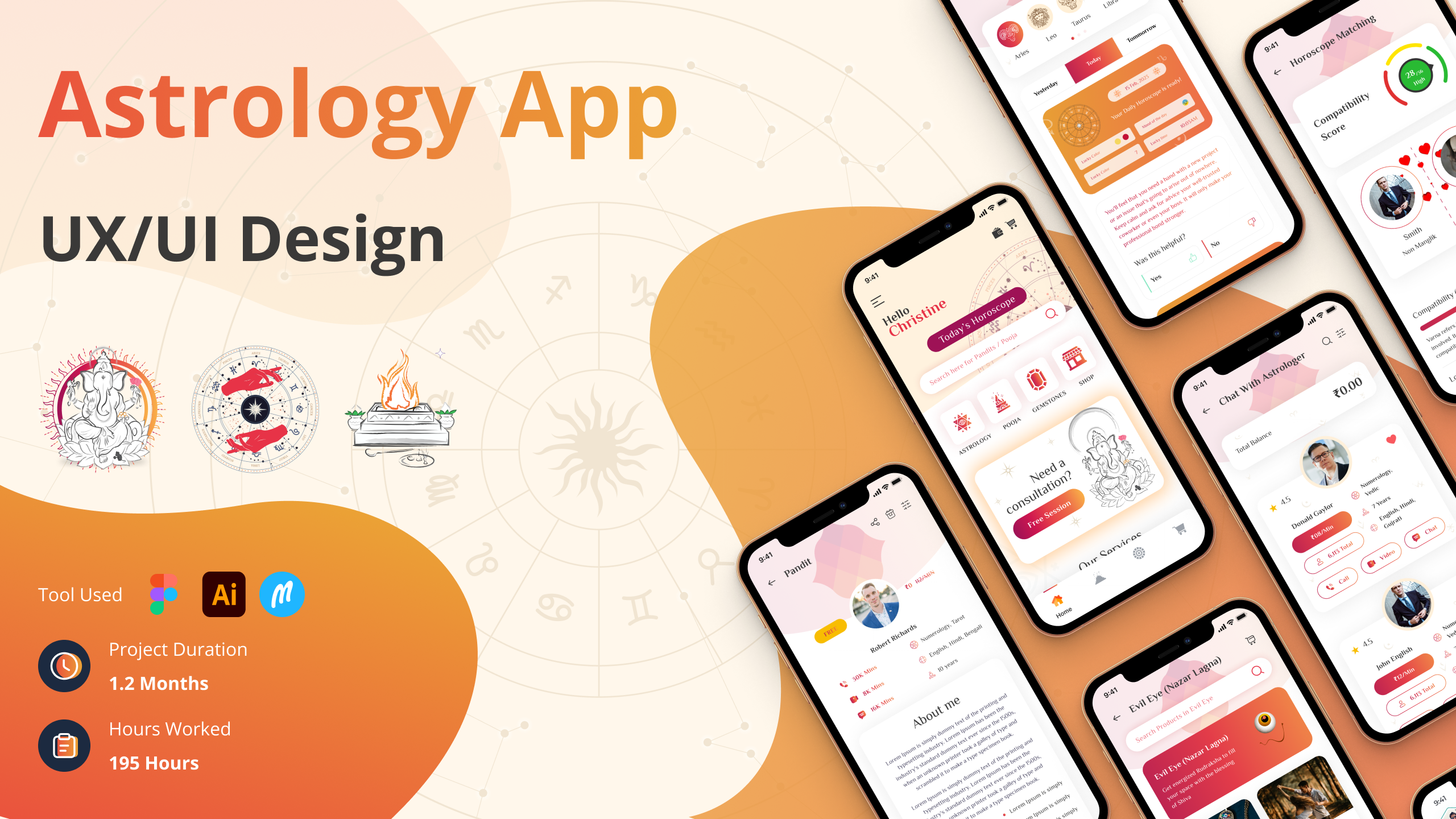 Astrology App animation app app design astrology astrology app astrology app design clean design graphic design mobile app mobile app design ui uiux ux