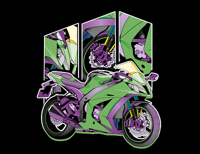 motorbike 2d design graphic design illustration print vector