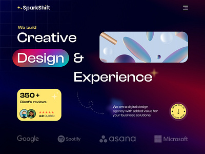 Sparkshift - Design Agency Landing page agency creative dark theme design experiencce figma gradient home page illustration logo theme ui ux vector web website