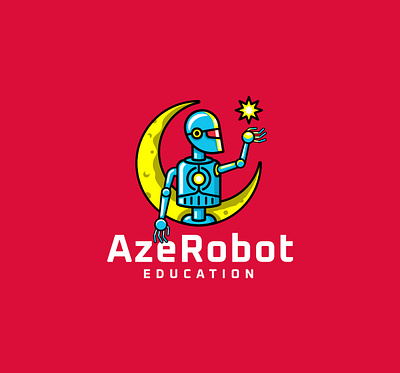 AzeRobot logo branding design game logo kids logo logo robot robot logo symbol technology