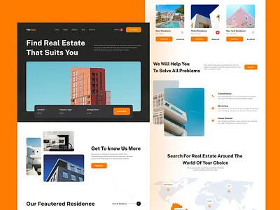 Real Estate Landing Page - Light mode building clean design graphic design landing page landing page design minimal property property management real estate real estate agency realtor rent house residence ui ui ux ux web ui website website ui