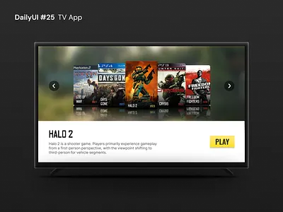 DailyUI Challenge Day 25 - TV App dailyui design gaming app interface tv app tv mockup ui uiux