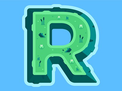 36 Days Of Type | R 36daysoftype affinity designer flat illustration island isometric landscape letter r reeds swamp vector