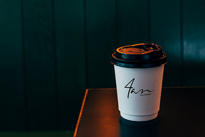 4am Cafe paper cup branding-Start Your Day Bright with 4am Cafe branding cafe coffee cup graphic design logo paper cup photography tea utensils