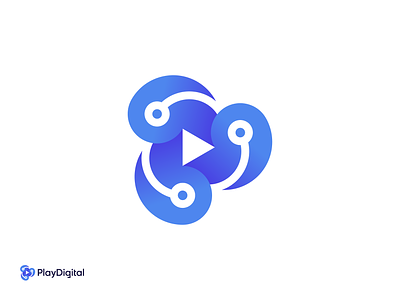 Play Digital logo app application blue branding design digital flat logo gradient logo logodesign logodesigner mark minimal logo modern logo play saas startup symbol tech