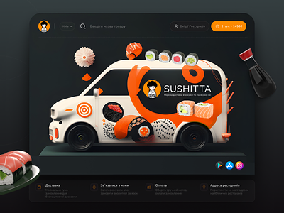 Sushitta - Japanese and Italian food delivery network 3d creative design figma flat illustration ui web website