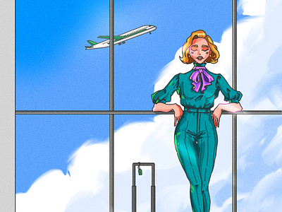 Airport airplane airport character drawing fashion illustration procreate travel