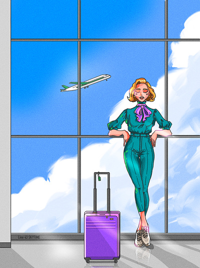 Airport airplane airport character drawing fashion illustration procreate travel
