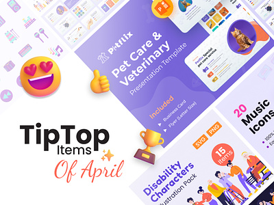 Premast - TipTop Items of April 🌟 🚀 business creative design disability icons illustration infographic music pets powerpoint powerpoint template presentation veterinary