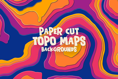 Paper-cut Topographic Map Backgrounds abstract backdrop background colorful decorate decorative flat hike hiking illustration layered line art outline paper cut paper cut style pattern top view topo topographic map wallpaper