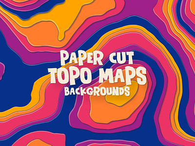 Paper-cut Topographic Map Backgrounds abstract backdrop background colorful decorate decorative flat hike hiking illustration layered line art outline paper cut paper cut style pattern top view topo topographic map wallpaper