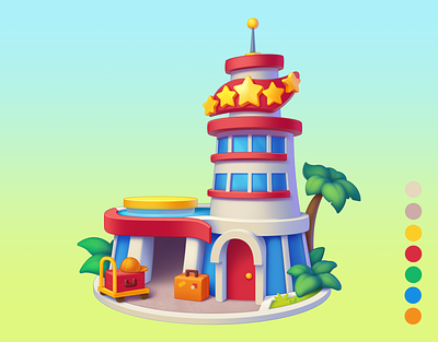 Paradise Helipad casual game casual render childrens art digital 2d game art helipad hotel mobile game paradise playrix props soft render township township seasons