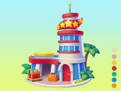 Paradise Helipad casual game casual render childrens art digital 2d game art helipad hotel mobile game paradise playrix props soft render township township seasons