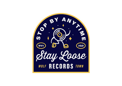 Stay Loose Records Badge Tee badge branding creative design designer identity illustration lockup logo logo design mascot music print record record store typography vintage badge vinyl