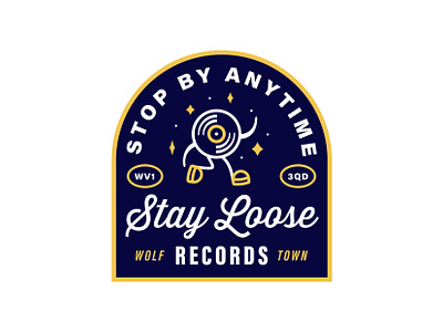 Stay Loose Records Badge Tee badge branding creative design designer identity illustration lockup logo logo design mascot music print record record store typography vintage badge vinyl