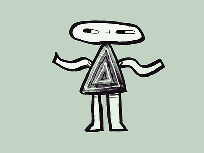 Triangle Gal Illustration alien character children illustration cute gal goofy illustration noodle hands texture triangle