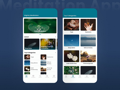 Mighty Meditation android app design flutter graphic design illustration ios meditation meditationapp ui