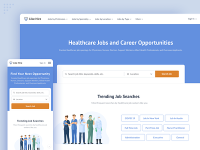 Job Portal for Healthcare Industry, Web and Mobile application dashboard dashboard design design employers healthcare industry healthcare platform hire mobile application professionals search job ui ui design ui ux ux design web app website design