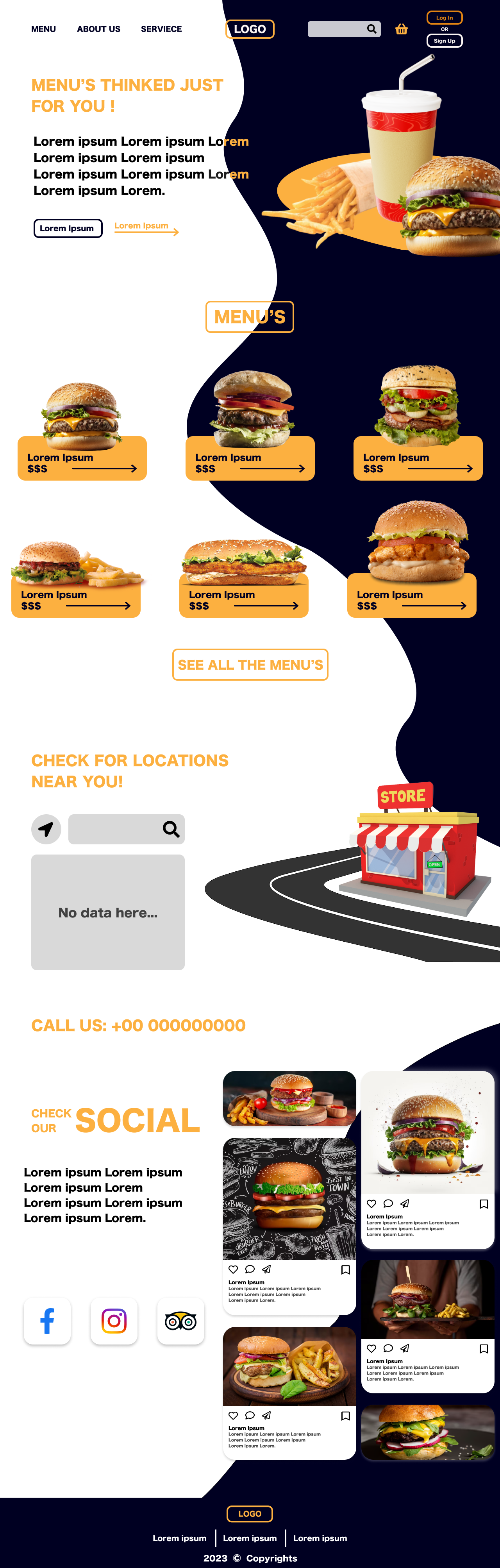 Fast Food website mockup food website graphic design illustration restaurant ui website website design