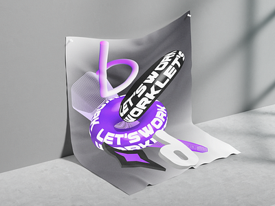3D poster minimal 3d illustration typography