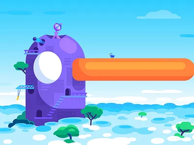 Kurzgesagt - Aerial aerial bird building clouds flying illustration jump kurzgesagt motion design motion graphics pinocchio sky waves