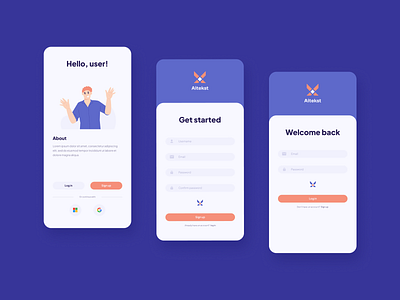 UI/UX sign-up flow for a fake social media mobile app app design graphic design ui ux