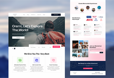 Travels and Tours Landing Page UI Design branding dailydesign dailyui design illustration interface design landing page product design tourism travel ui ui design uiux ux web design website