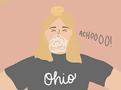 Allergy Season is Coming allergies bless you design flat illustration ohio portrait sneeze vector