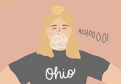 Allergy Season is Coming allergies bless you design flat illustration ohio portrait sneeze vector