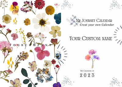 Template Desk Calendar Planner Theme Dry Flowers 3d animation branding design graphic design illustration mockup vector