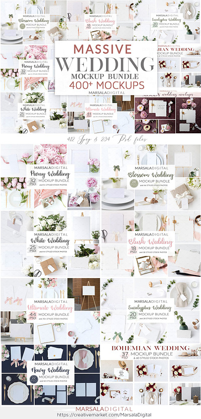 Wedding Mockup Bundle 400+ 5x7 card mockup