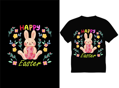 HAPPY Easter Typography T shirt Design best design best t shirt design easter flowers graphic design happy logo rabbit t shirt typography vector