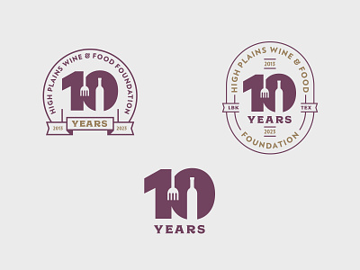 HPWFF 10th Anniversary logos 10 anniversary badge bottle branding food fork high plains logo texas typography wine winery years