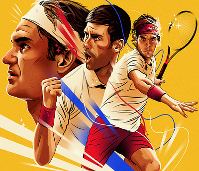 Tennis Stars alexander wells celebrity digital dynamic folioart illustration portrait sport tennis