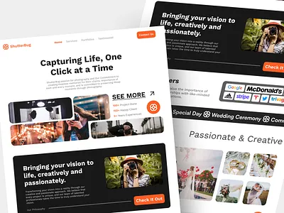 ShutterBug - Photo Studio Landing Page agency agency landing page agency web clean clean design design digital agency digital marketing landing page marketing modern photo studio photo studio website studio ui ui design web web design website website design