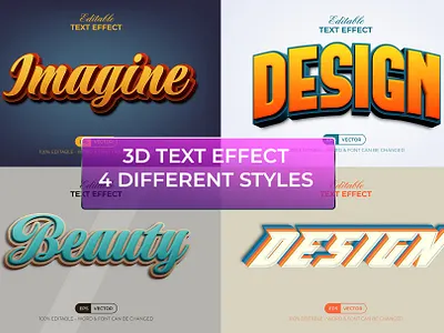 3D Text Effect Bundle bold bundle colorful curved design editable effect font lettering modern retro style text type typeface typography
