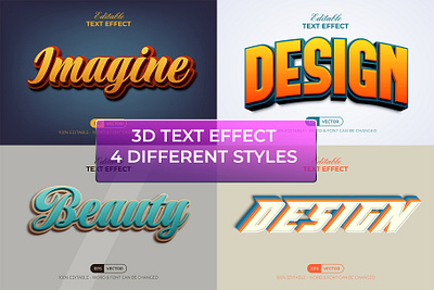 3D Text Effect Bundle bold bundle colorful curved design editable effect font lettering modern retro style text type typeface typography