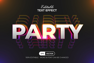 Party text effect colorful light style bold colorful design disco editable effect font lettering light modern neon party rainbow style text type typography vector vibrant