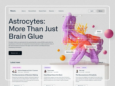 Neuroscience website concept 2d 3d anna fesenko brain clean concept gotoinc illustration med medical minimalistic neuroscience science shapes ui ux web website