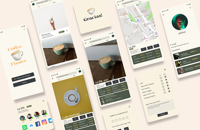 Coffee Finder App Showcase app branding design graphic design minimal ui ux