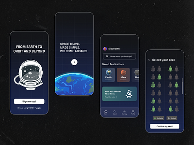 OrbitOn - Space Travel App UI app design illustration spacetravel ui ux vector