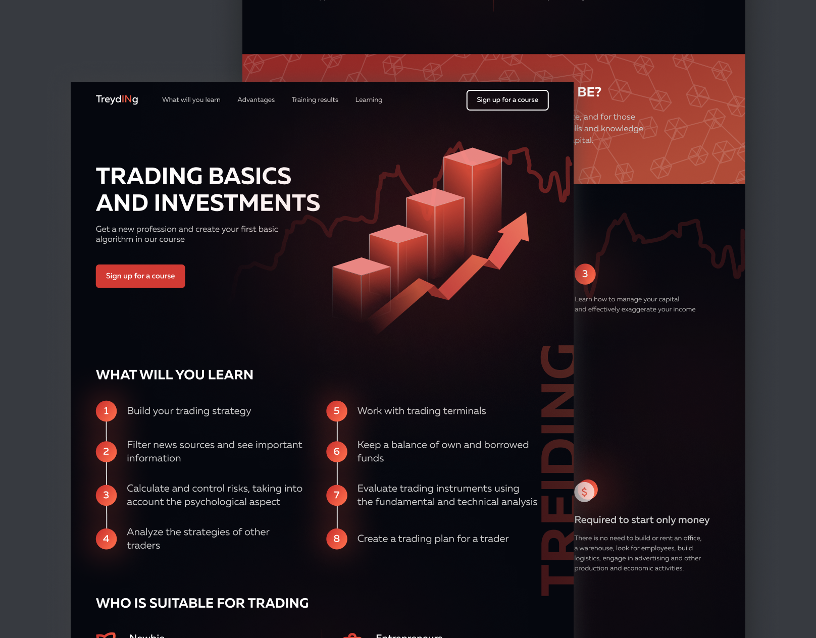 Trading course coin course crypto cryptocurrency design landing trading trading course ui